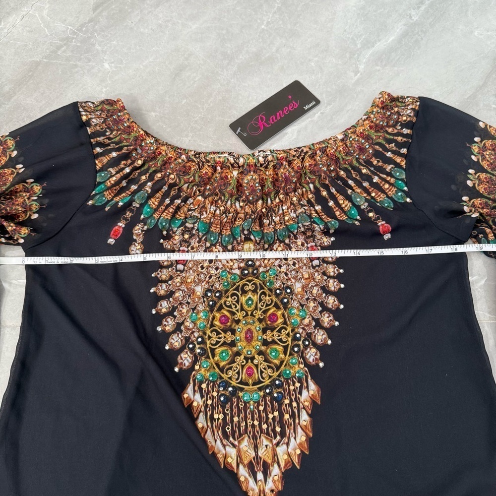 Women’s Ranee’s Miami Beaded Flare Sleeve Sheer Off The Shoulder Top Medium - Picture 15 of 16